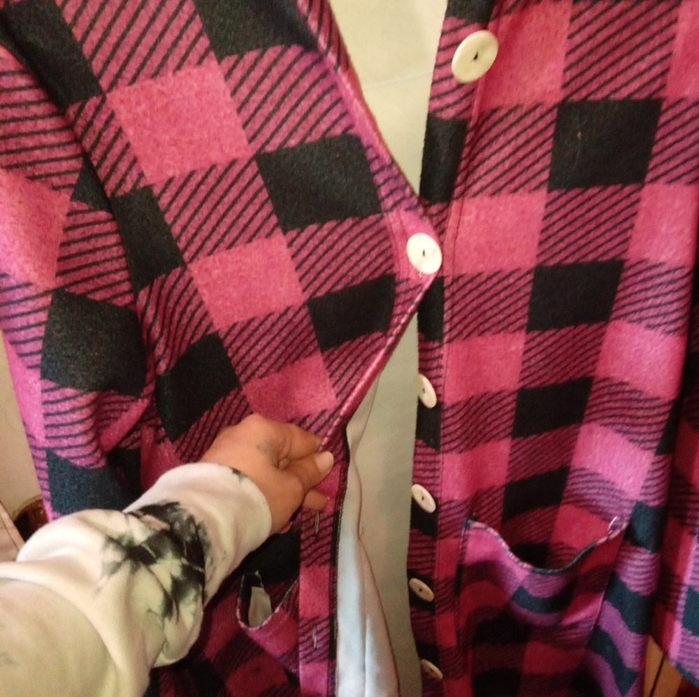 3/4 length checker pink and black